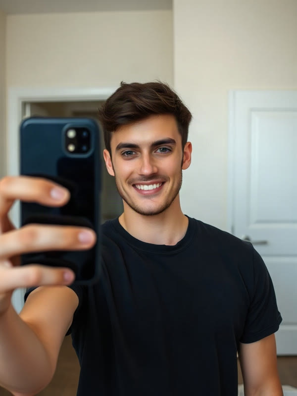 The selfie used for the example: an AI-generated person